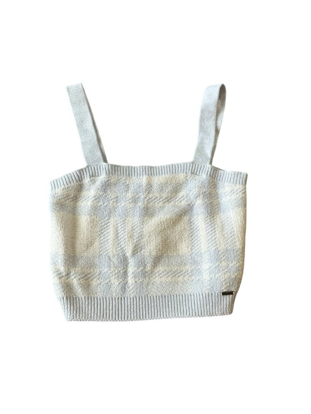 Y2K Hollister Cropped Blue and White Plaid Sweater Tank M Streetwear Preppy